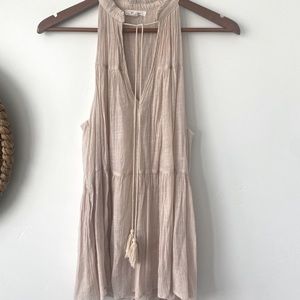 Mock Neck Tassel Tank